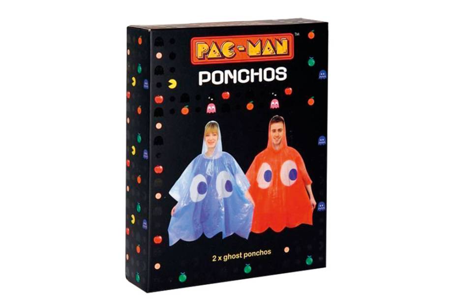 Caixa com duas capas de chuva Pac-Man, R$ 59,90. Mundo Geek.