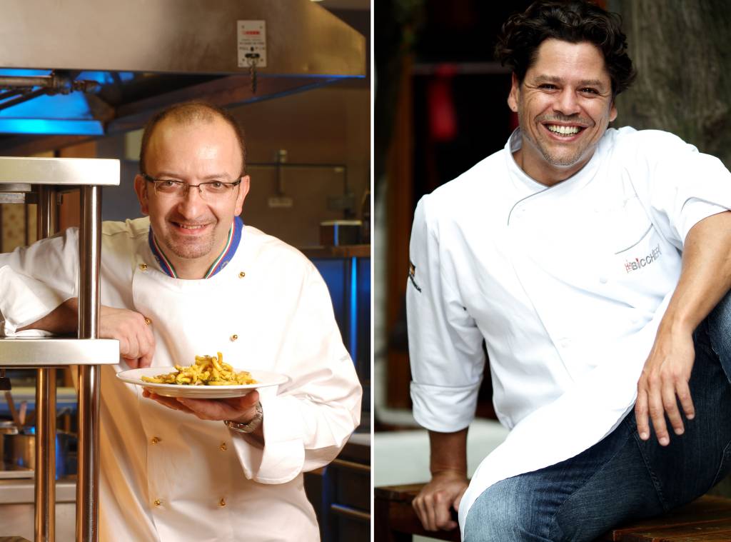Salvatore Loi cozinha com Rodrigo Queiroz no The Bicchieri