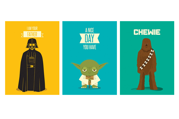 Pôsteres Darth Vader, Yoga e Chewbacca Pôsteres Darth Vader, Yoga e Chewbacca