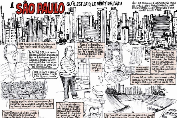Charge do ‘Charlie Hebdo’ critica falta de água em São Paulo