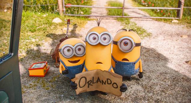 Os três protagonistas do filme Minions: à procura de uma vilã na Flórida Os três protagonistas do filme Minions: à procura de uma vilã na Flórida
