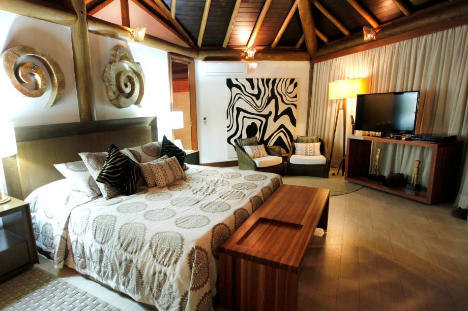 Um dos quartos da Pousada Tribuju: entre as mais famosas da ilha Um dos quartos da Pousada Tribuju: entre as mais famosas da ilha