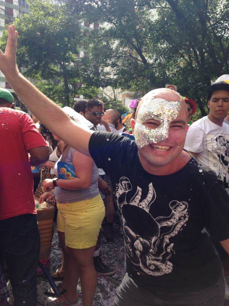 O folião Danilo Torrone no bloco Acadêmicos do Baixo Augusta O folião Danilo Torrone no bloco Acadêmicos do Baixo Augusta