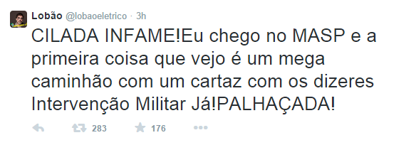 Lobão abandona passeata contra Dilma e se explica no Twitter
