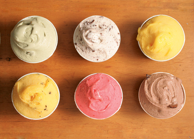 Bacio di Latte, celebrada sorveteria da cidade, tem sabores como figo, doce de leite, banana e menta Bacio di Latte, celebrada sorveteria da cidade, tem sabores como figo, doce de leite, banana e menta