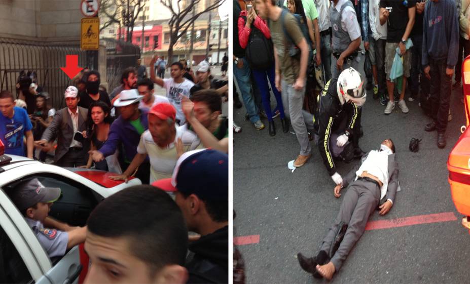 Jovem que tentava parar a viatura da PM para prestar socorro a manifestante ferido é atropelado Jovem que tentava parar a viatura da PM para prestar socorro a manifestante ferido é atropelado