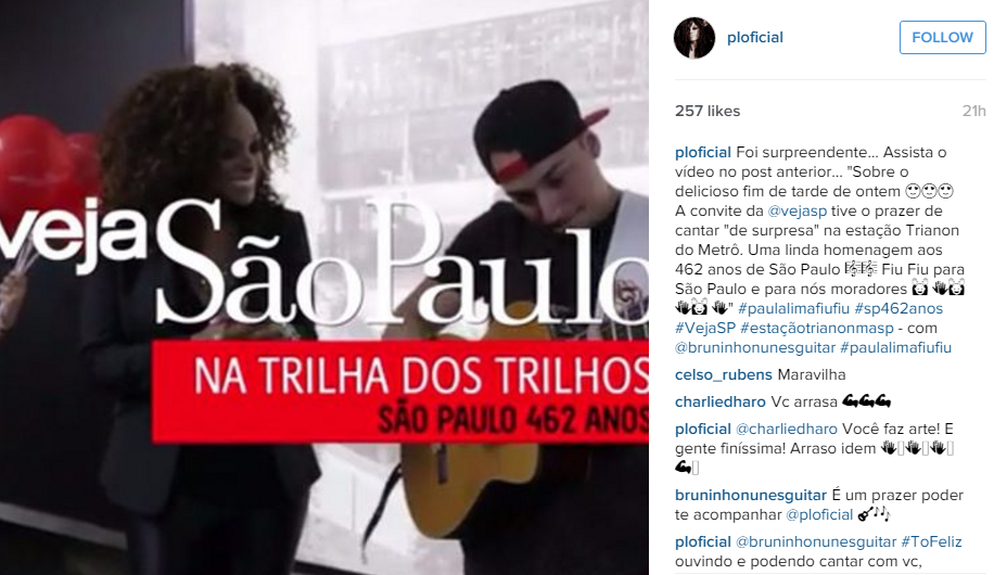 Paula Lima afirmou que ação "foi uma linda homenagem à cidade"