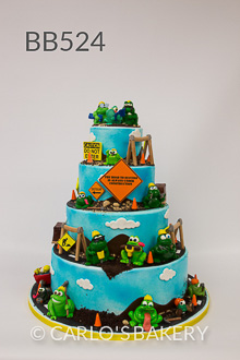 Cuidado sapo na pista: bolo simula estrada em obras Cuidado sapo na pista: bolo simula estrada em obras