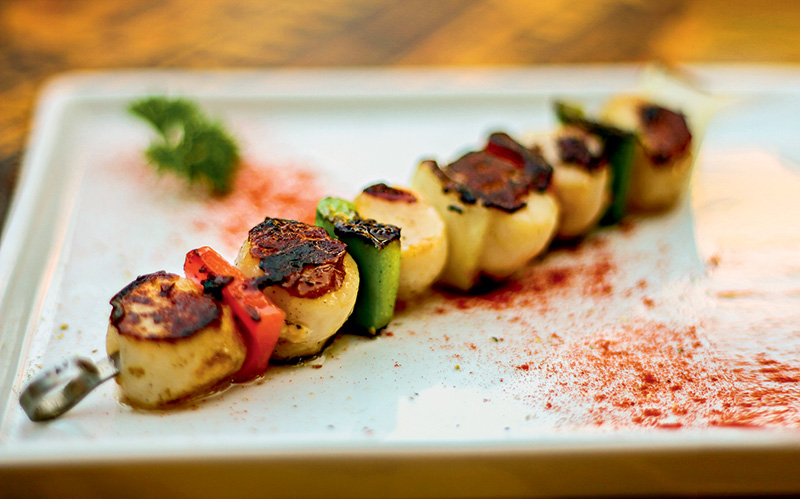 Brocheta de vieiras Brocheta de vieiras