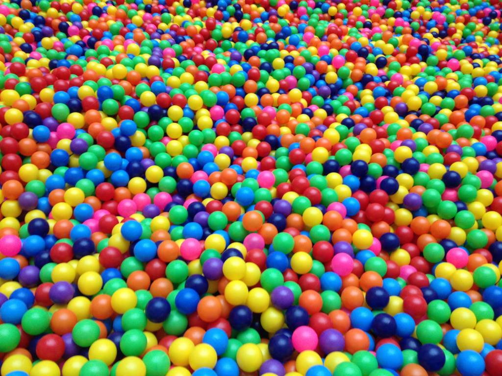 Quem encontrar a bolinha branca em meio às coloridas, ganha um brinde numa loja do shopping