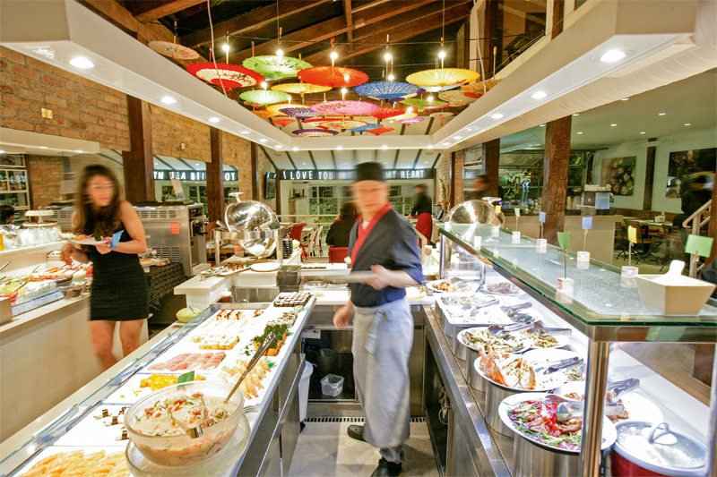 Bufê completo: os preços variam conforme o horário Bufê completo: os preços variam conforme o horário