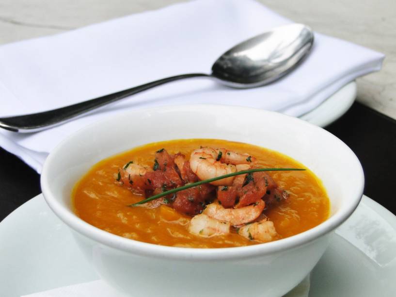 Sopa de abóbora e camarão: do Octavio Café Sopa de abóbora e camarão: do Octavio Café
