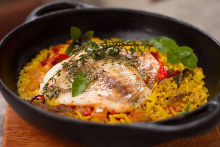 Peixe do dia: pargo sobre arroz Peixe do dia: pargo sobre arroz