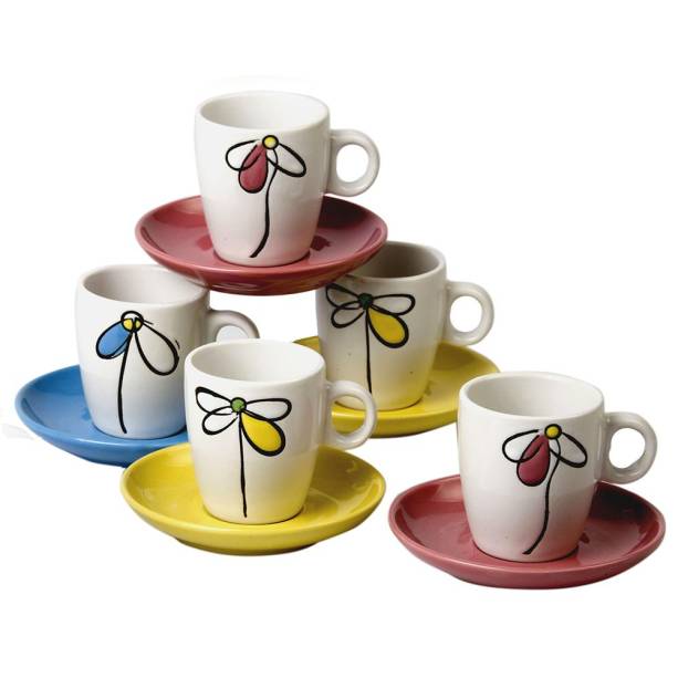 Jogo de xícara e pires com 12 peças de porcelana
