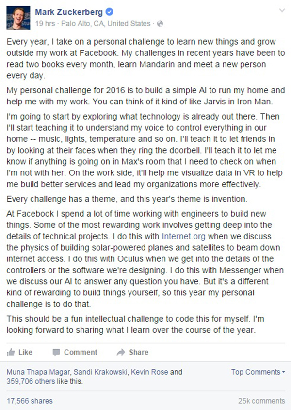 Mark Zuckerberg surpreende com resposta a comentário em seu perfil no Facebook