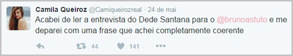 Camila Queiroz se envolve em polêmica após comentar entrevista de Dedé Santana