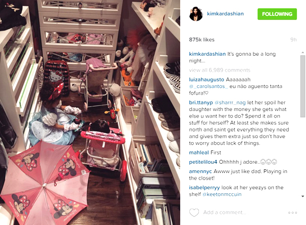 Kim Kardashian publica foto do closet-ostentação da filha mais velha, North West