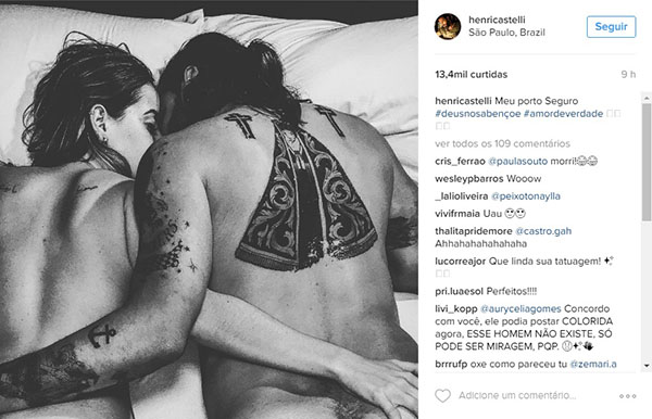Henri Castelli publica foto íntima com a namorada e internautas questionam detalhe do registro