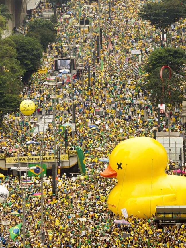 São Paulo, São Paulo, Brasil - Manifestantes durante ato