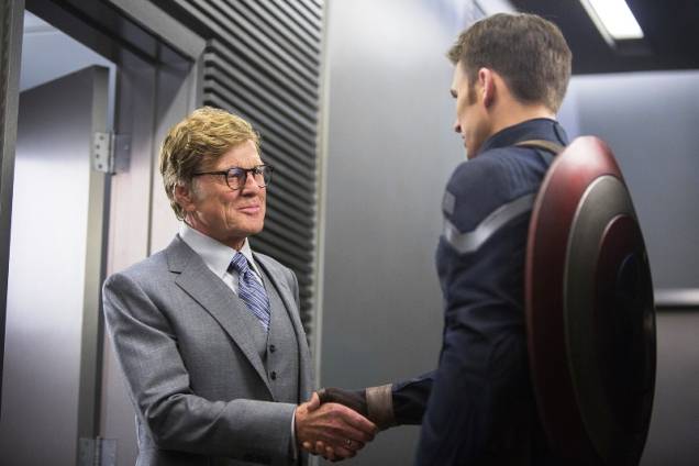 Capitão América 2 - O Soldado Invernal: Robert Redford e Chris Evans Capitão América 2 - O Soldado Invernal: Robert Redford e Chris Evans