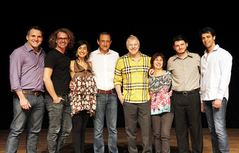 Apresentação do projeto do Sesi de teatro musical: (da esq. para a dir.): Saulo Vasconcelos, Cleto Baccic, Vivian Albuquerque, Paulo Skaf (presidente da Fiesp), Miguel Falabella, Christina Trevisan, Carlos Bausys e Floriano Nogueira