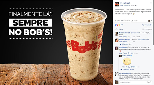 Após polêmica sobre milk-shake de Ovomaltine, Bob’s manda “indireta” para o McDonald’s