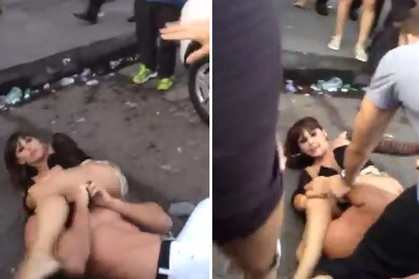 Vídeo registra momento em que mulher aplica golpe no próprio marido na saída da balada