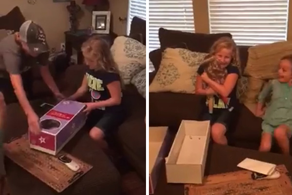 Esta garotinha não conseguiu segurar as lágrimas ao ser surpreendida com um presente muito especial 