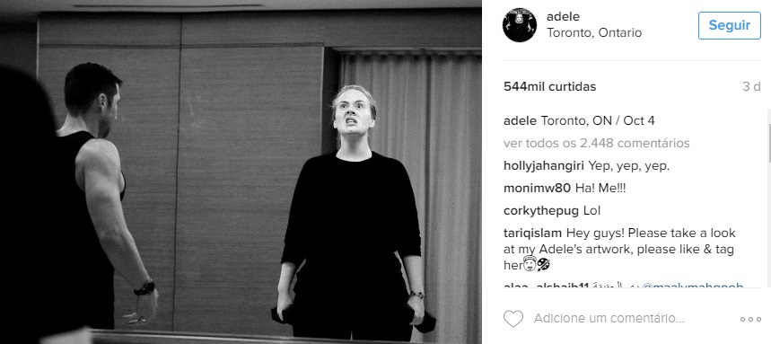 Adele mostra ser ‘gente como a gente’ em foto na academia