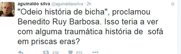 Aguinaldo Silva faz ‘revelação’ sobre Benedito Ruy Barbosa após declaração polêmica