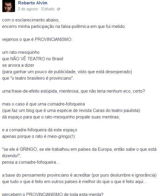 Facebook - discussão entre Roberto Alvim e Gerald Thomas