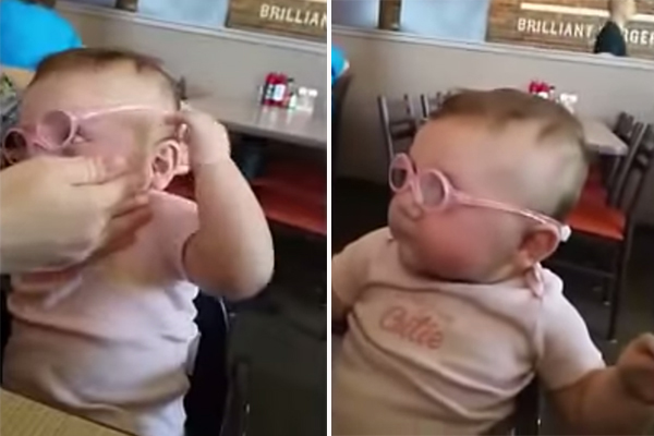 Bebê tem reação emocionante ao usar óculos pela primeira vez