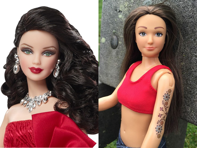 “Barbie Normal” possui proporções de uma mulher real e adesivos que simulam tatuagens, espinhas e até estrias