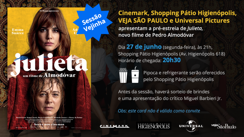 Sessão Vejinha: quer ir à pré-estreia de ‘Julieta’, novo filme de Almodóvar? Saiba como participar