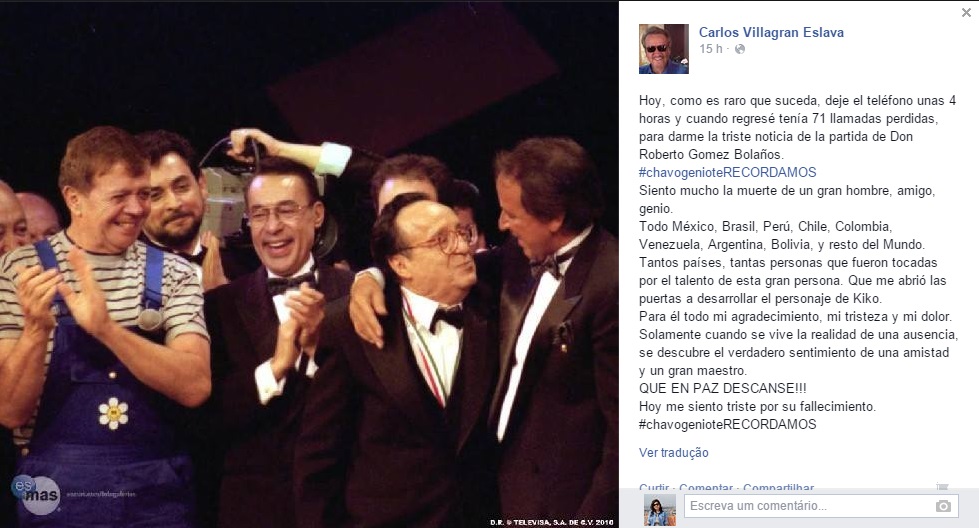 “Adeus, Chaves, até sempre”, lamenta ‘Seu Barriga’ sobre a morte de Roberto Bolaños