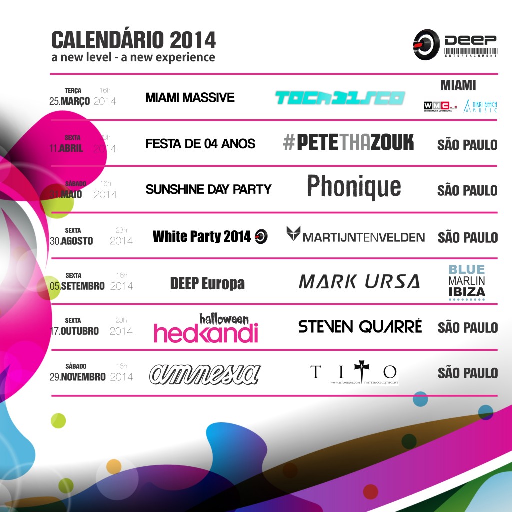 Calendário de festas da agência Deep