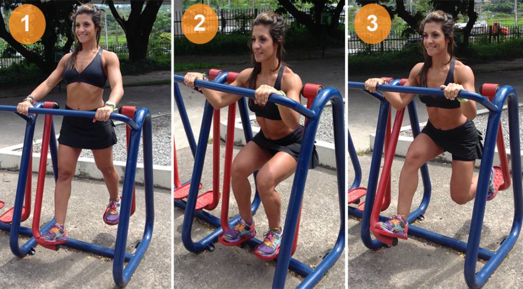 Use os aparelhos de ginástica das praças para ter um corpo bonito