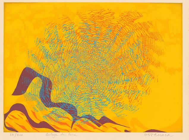 Ilustração de Fayga Ostrower para Os Anjos e os Demônios de Deus: abstração e cores vibrantes Ilustração de Fayga Ostrower para Os Anjos e os Demônios de Deus: abstração e cores vibrantes