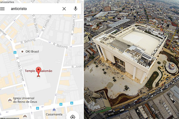 Tente buscar a palavra ‘anticristo’ no Google Maps: ele indicará o Templo de Salomão