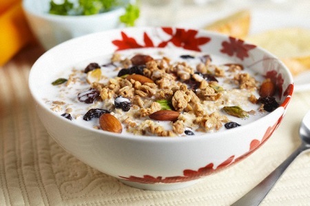 Bowl of Granola with Milk