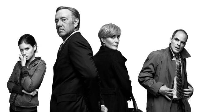 house-of-cards Poster de House of Cards com o elenco, em preto e branco