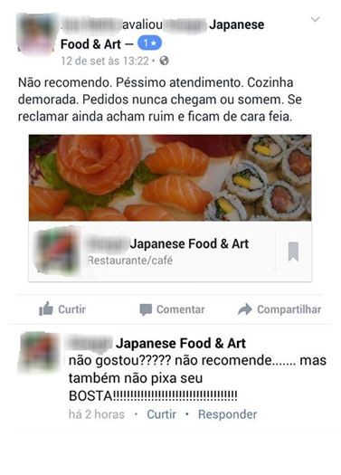Cliente reclama de restaurante no Facebook e recebe ofensas como resposta