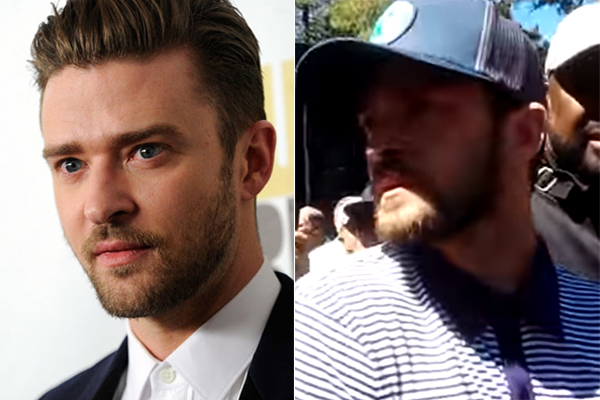 Justin Timberlake se irrita ao levar tapa de fã em evento de golfe