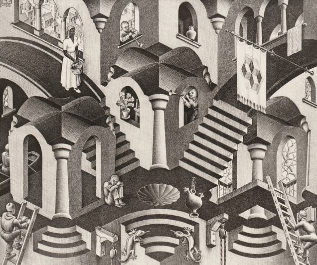 A litografia Côncavo e Convexo (1955): representação de construções impossíveis A litografia Côncavo e Convexo (1955): representação de construções impossíveis