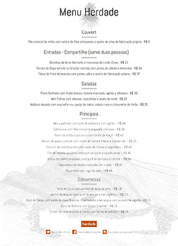 Cardápio Herdade