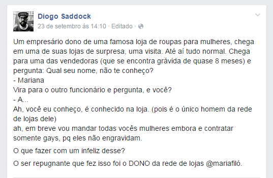 Dono da Maria Filó faz piada com funcionária grávida e provoca polêmica na internet