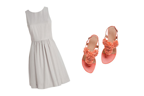 Vestido branco e sandália laranja: hit do verão