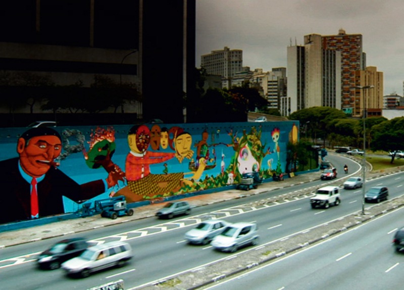 Cidade Cinza: o painel foi refeito após ser apagado Cidade Cinza: o painel foi refeito após ser apagado