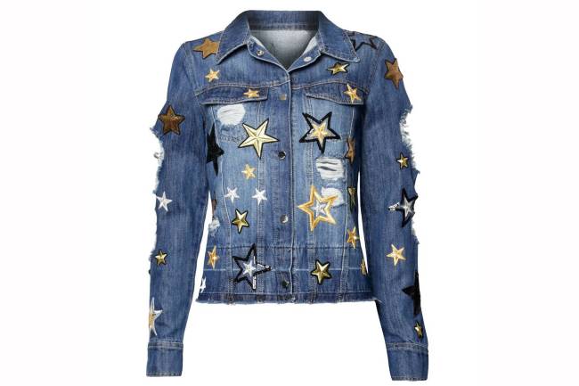 jaqueta jeans estrelas metalizadas