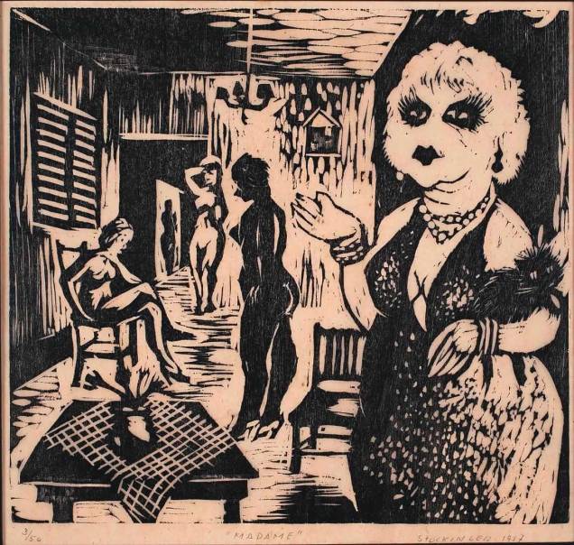 Xilogravura Madame de 1957 Xilogravura Madame de 1957